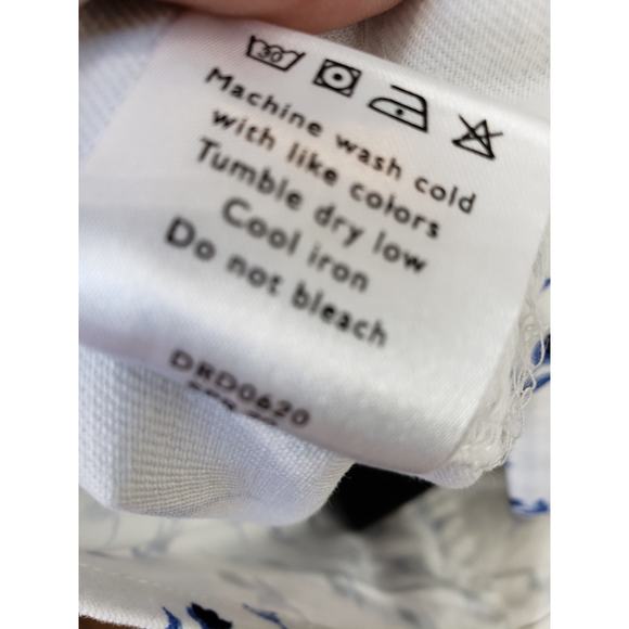 Draper James Shift Dress Women Size 2 White Blue Floral Puff Sleeve Pullover - Picture 7 of 12